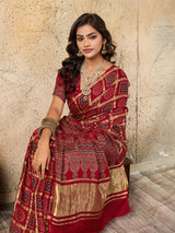 By Ajrakh saree With Traditional Wear