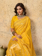 KcPc Royal Bandhani with Kachha Gota Patti Glow Modal Silk SareeAMT