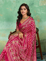 Buy New Launch Cotton Silk Printed Style With Daily Wear Pink Saree