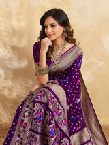 Buy Premium Silk Saree with Beautiful Silver Zari Weaving Kcpc