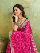 Buy Designer Georgette Bandhani Saree with Gota Patti Work Kcpc