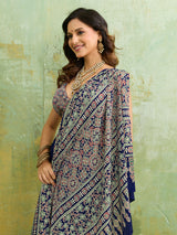 KcPc New Kalindi Style Crepe Silk Saree with Blouse Elegant Casual Wear Drape APL