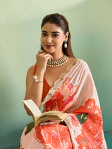 Gotapatti Cutwork Border Sarees in off white colour