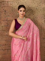 KcPc Chinon Silk Traditional Saree with Gota Patti WorkSFS