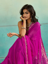 KcPc New Beautiful Chiffon Bollywood Style Gotapatti Work Saree MHS