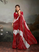 Georgette Multi ColourBandhni saree under 1000