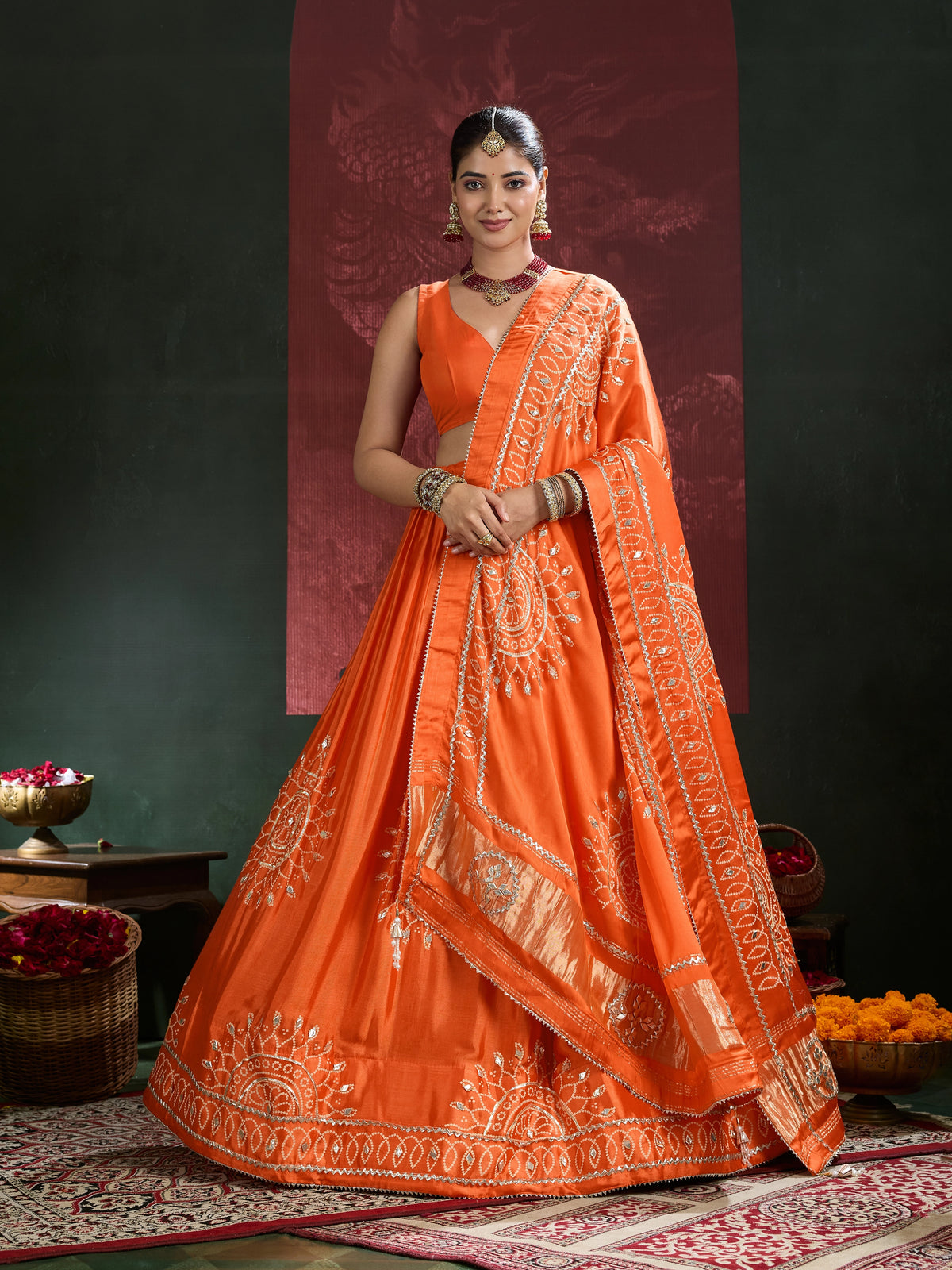 KcPc New Elegant Ethnic Gaji Silk Bandhani Lehenga Collection GOR