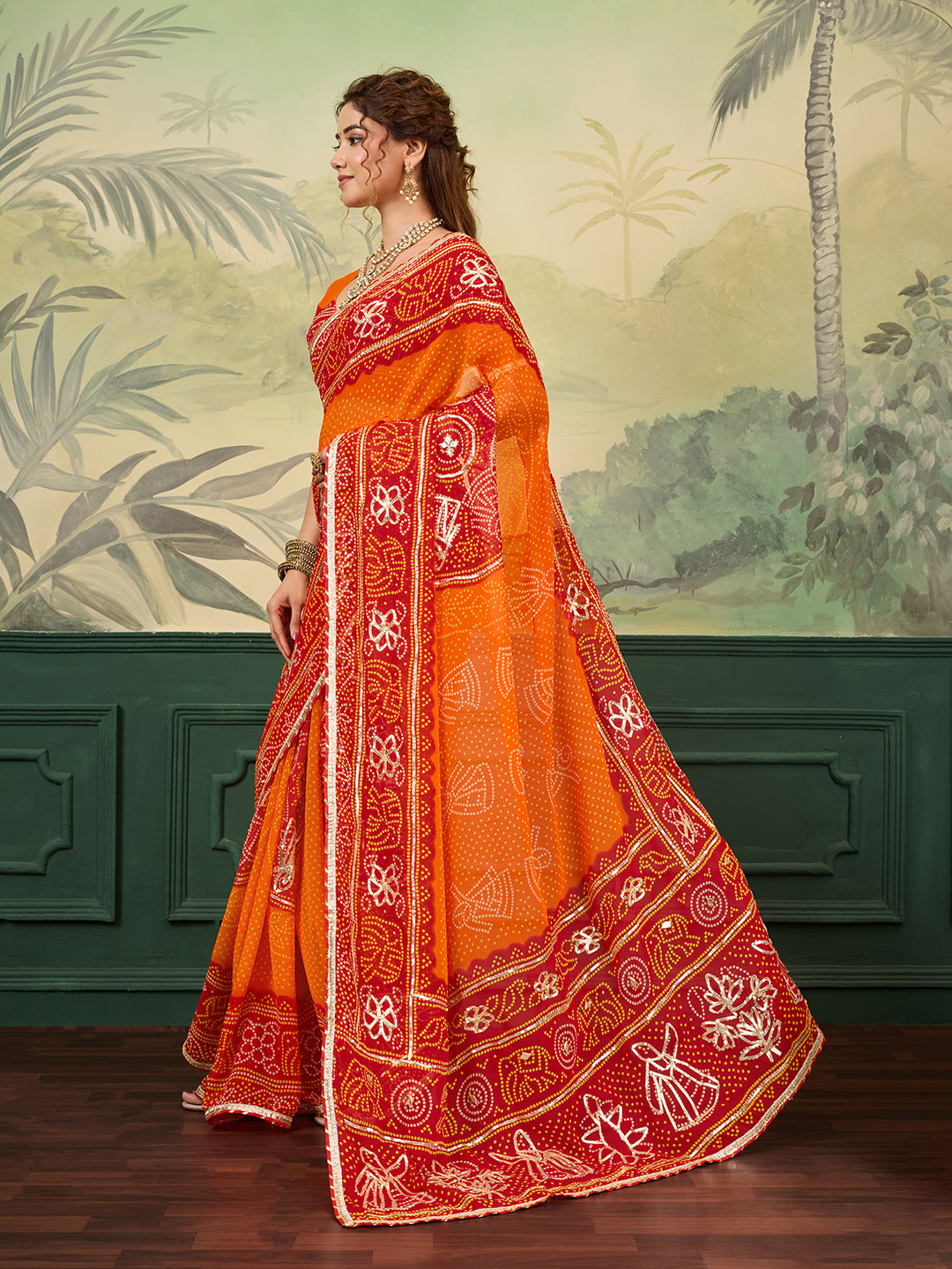 Buy New Premium Bandhani Style Saree With Festive Ware KcPc