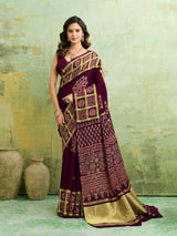 Buy Ajrakh Style Saree With Festive Wear Kcpc