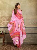 KcPc Premium Floral Handbrush Print Georgette Saree For Festive Celebrations