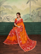 Buy New Premium Bandhani Style Saree With Festive Ware KcPc