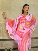 KcPc Premium Floral Handbrush Print Georgette Saree For Festive Celebrations