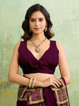 Buy Ajrakh Style Saree With Festive Wear Kcpc