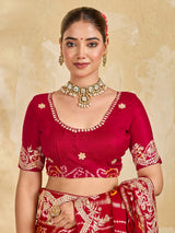 Buy Gaji Silk Saree With Bandhani Style Gota Patti Work KcPc 