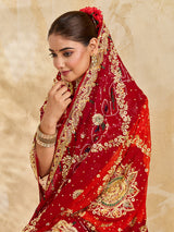 KcPc Latest Pure Georgette Rajasthani Chunri Dupattas Red Orange(pila)