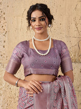 Buy Ajrakh style With Ajrakh HandPrint Work Saree