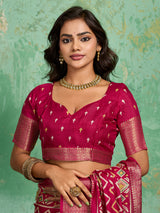 Buy New Launch Cotton Silk Printed Style With Daily Wear Pink Saree