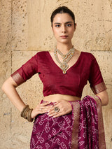 KcPc New Premium Quality Moss Chiffon Bandhani Style Saree for Casual & Everyday Wear KDN