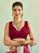KcPc New Latest Ajrakh Style Creap Silk Saree with Stone Work Saree STR