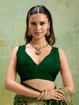 KcPc Latest New Launch Pure Khaddi Georgette Upada Neemzari Bandhej SareeBottle Green