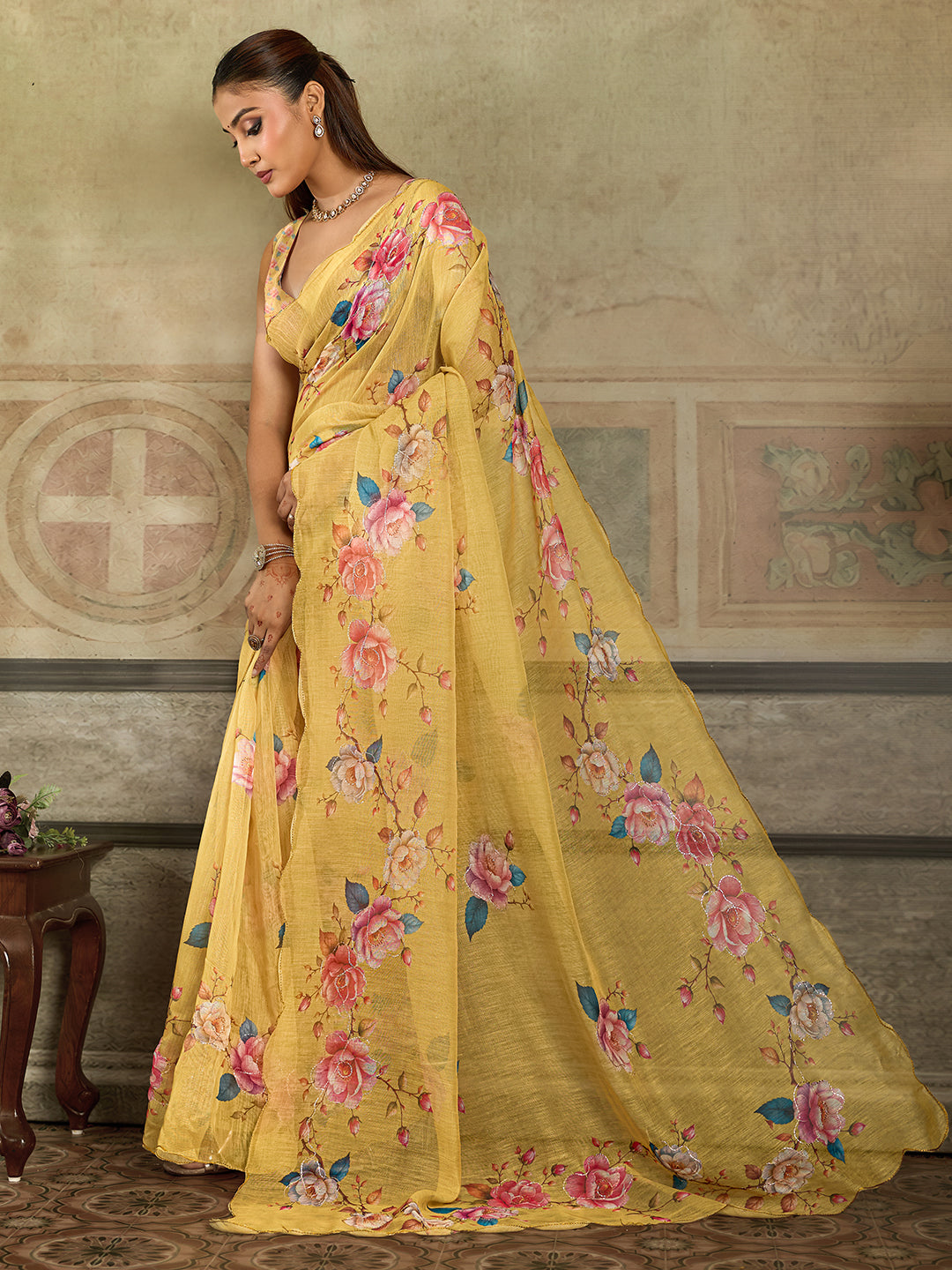 KcPc New Classic Printed Cotton Silk Saree for Daily Casual Wear STL