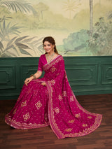 Buy Bandhani Saree With Gotapatti Work