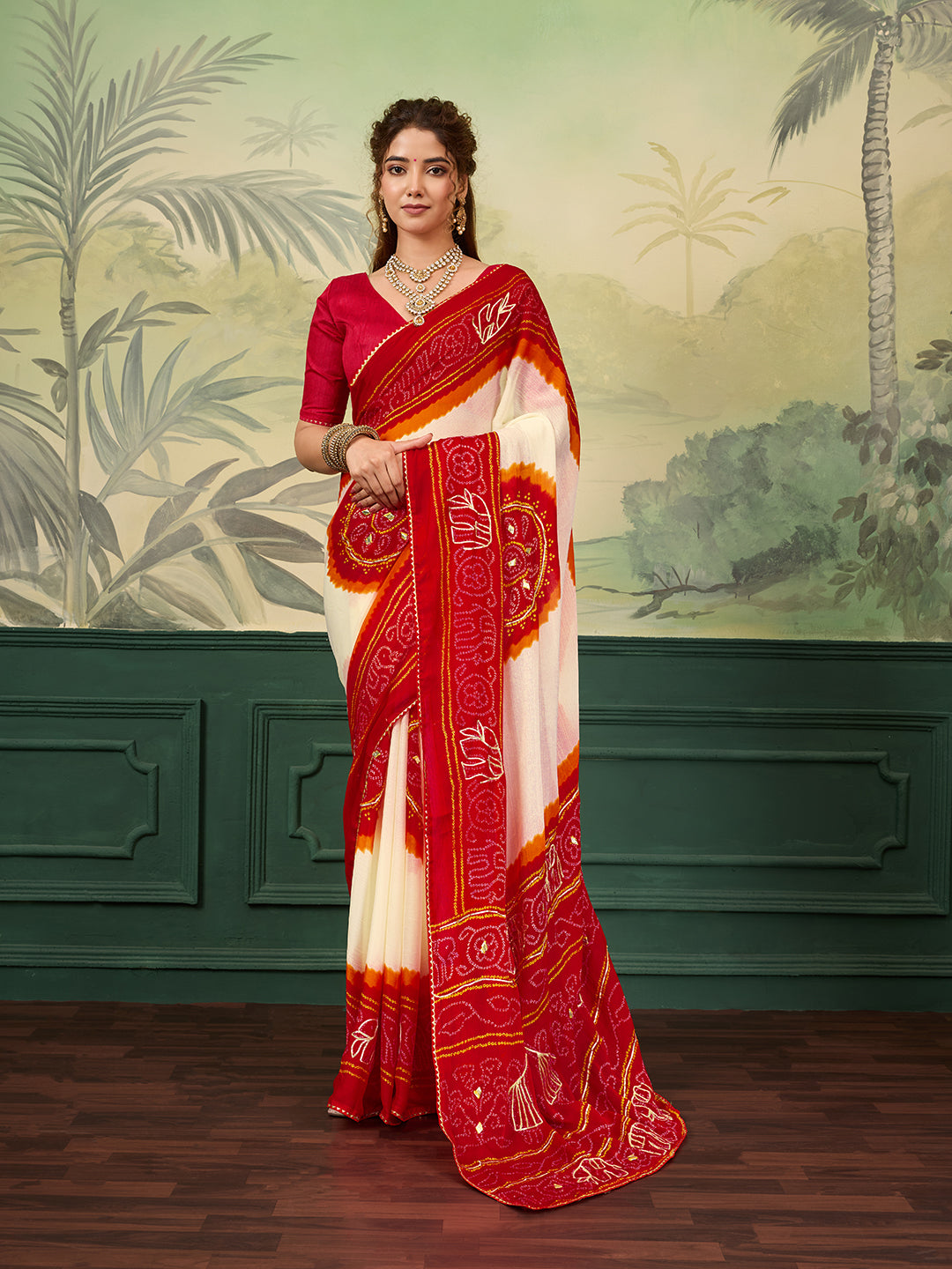  Buy New Premium Saree with Beautiful Gotapatti Detailing KcPc