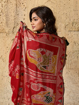  silk Dimond Work Saree in redcolour