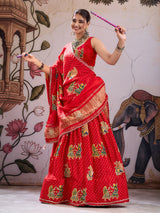 KcPc Beautiful Kalamkari Style Gaji Silk Lehenga with Gotapatti GOURI