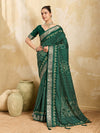 KcPc New Viscos Silk Bandhani Print Aari tari work Saree Green GAN
