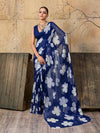  Georgette Flower Printed Style Saree in blue colour under 1000