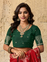  silk Dimond Work Saree in redcolour