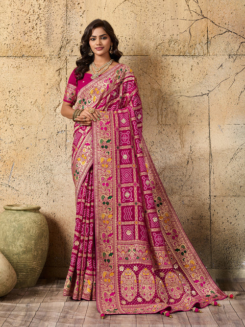  Georgette Gharchola Bandhej Cutdana Gotapatti Work Saree 