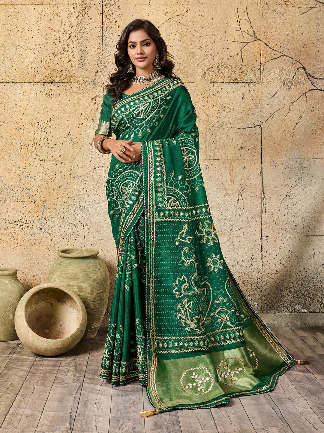 Buy Modal Silk Bandhani Style Saree KcPC
