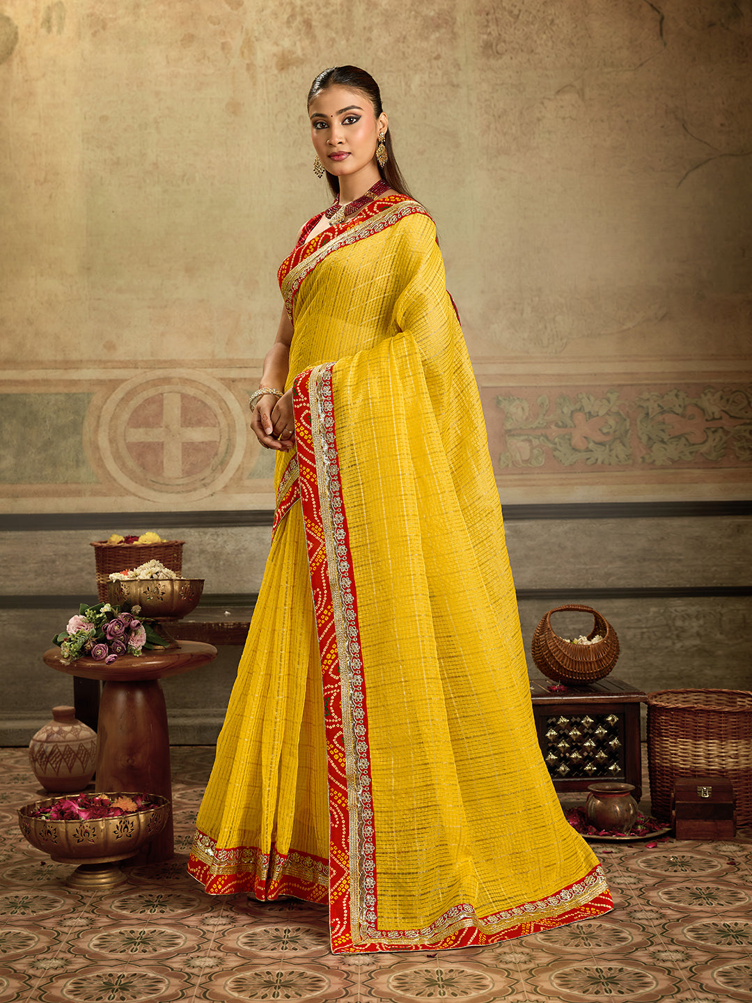 KcPc New Classic Banarasi Style Kota Doria Saree with Blouse SWA