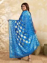 KcPc Special Silk Bandhani Dupatta with Handmade Work Sky Blue SA