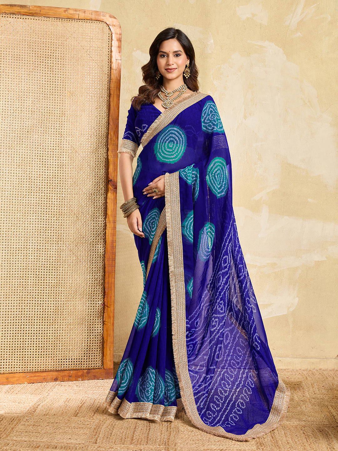 KcPc Georgette Bandhani Saree with Heavy Border KDN