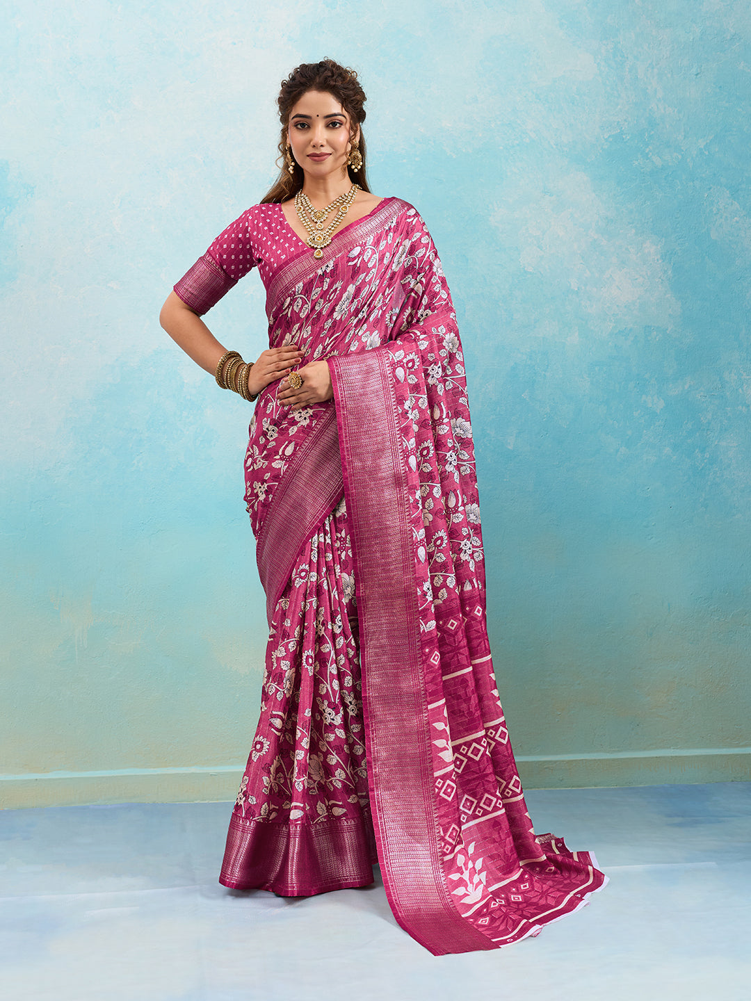 KcPc New Soft Touch Cotton Silk Saree with PrintsSTL