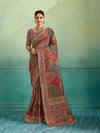 Buy Silk Printed Saree with Zari Work Kcpc