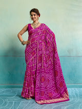 KcPc New Gaji Silk Bandhani Ghatchola SareeRani
