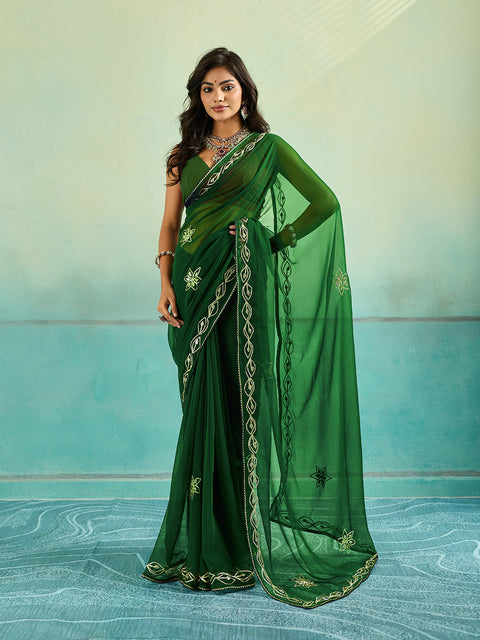 KcPc New Chiffon Bollywood Style Gotapatti Work Saree MHS