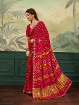 KcPc New Gaji Silk Bandhani Style Saree with Cutdana & Gotapatti Work VND