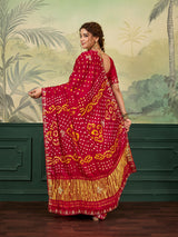 KcPc New Gaji Silk Bandhani Style Saree with Cutdana & Gotapatti Work VND