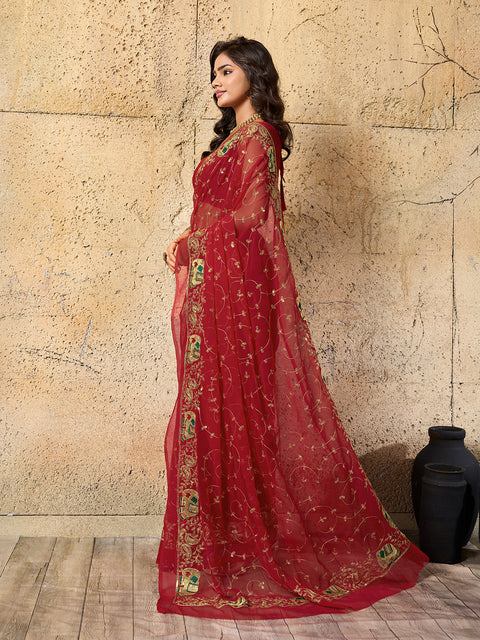 Buy New Cultural Elegance Traditional Georgette Saree for Bridesmaids