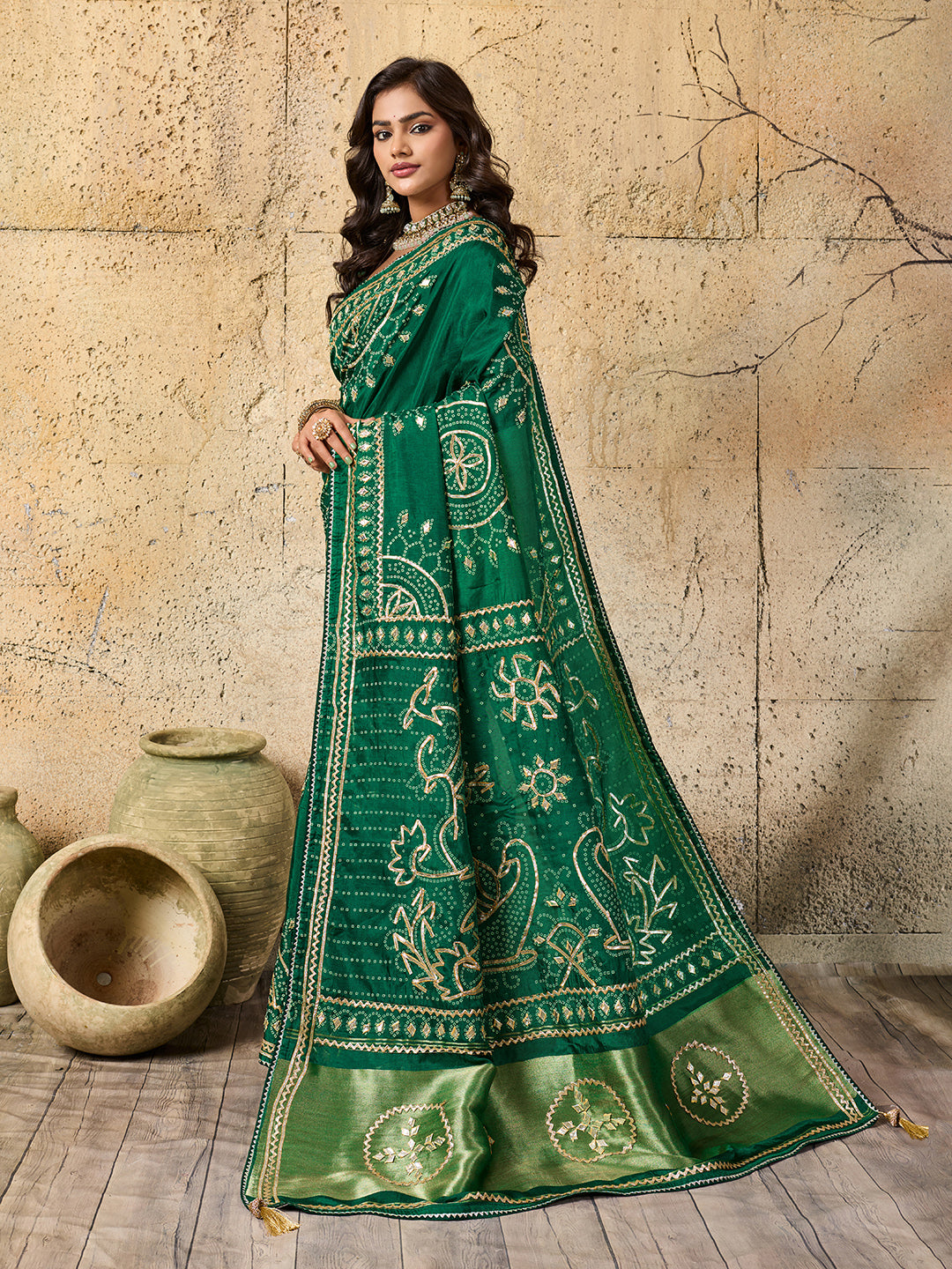 Buy Modal Silk Bandhani Style Saree KcPC