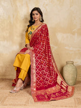 KcPc Pure Georgette Bandhani Banarasi Weaving Dupatta
