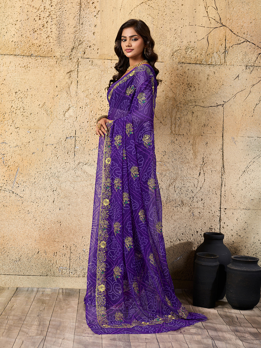 Buy latest Royal Bandhani Georgette Saree With Wedding Wear