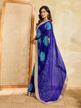 KcPc Georgette Bandhani Saree with Heavy Border KDN