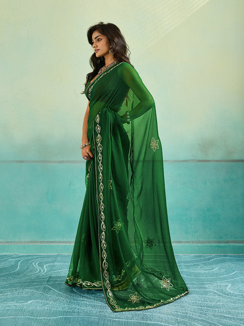 KcPc New Chiffon Bollywood Style Gotapatti Work Saree MHS