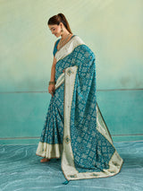 KcPc New Creap Silk Ajrakh Style With Stone Work Saree STR